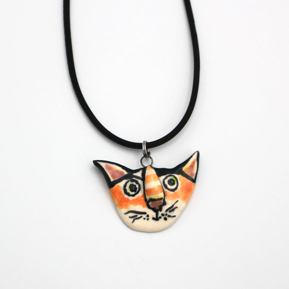 Wild Cat Ceramic Pendant By Gail Splaver