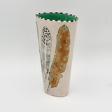 Turquoise Feather Vase By Wendy Draper