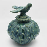 Hobnail Vessel With Bird Top By Geraldine GaNun