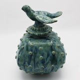 Hobnail Vessel With Bird Top By Geraldine GaNun