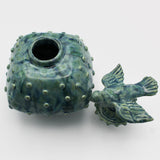 Hobnail Vessel With Bird Top By Geraldine GaNun