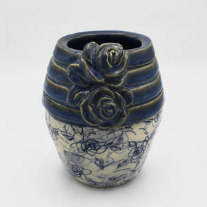 Coiled Rose Top Vase in Blue By Geraldine GaNun