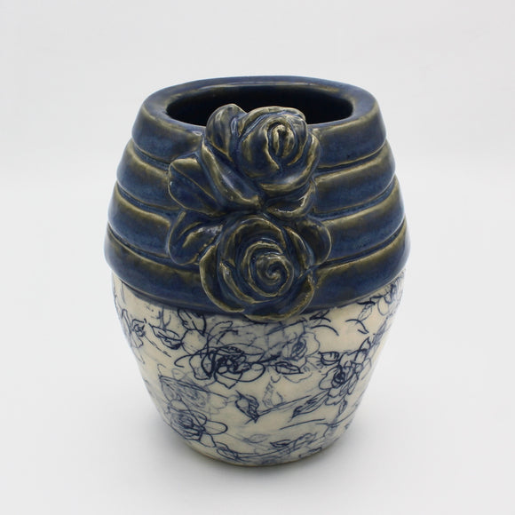 Coiled Rose Top Vase in Blue By Geraldine GaNun