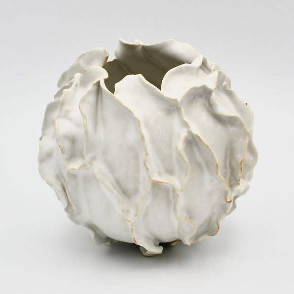 Satin White Leafy Vase By Nessy Barzilay