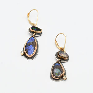 Australian Opal and Diamond Earrings By Karen Edgerly