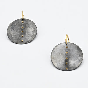 Argentium and Gold Circle Earrings By Karen Edgerly