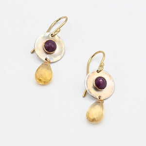 Ruby and Citrine Earrings By Karen Edgerly