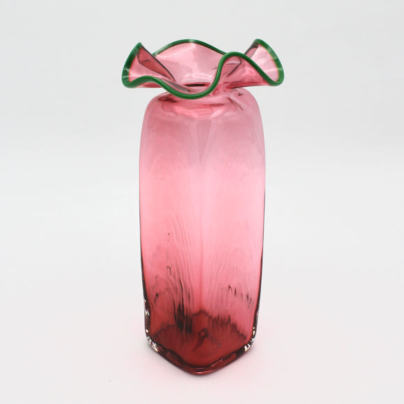 Cranberry Ruffle Vase By Bill Burch