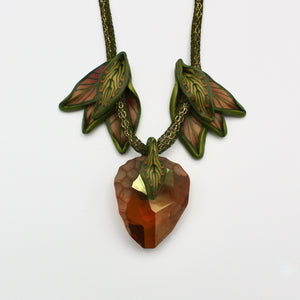 Orange and Olive Leaf Necklace By Arbel Shemesh