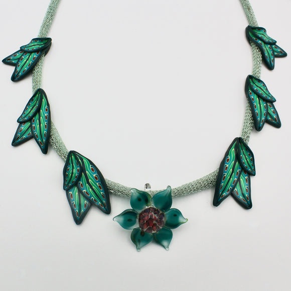 Blue and Green Leaf Necklace By Arbel Shemesh