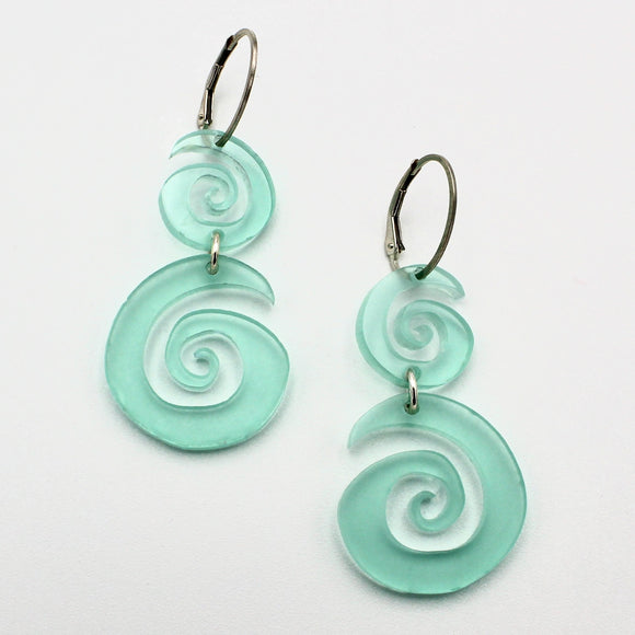 Double Spiral Earrings in Seafoam By Robin Senour