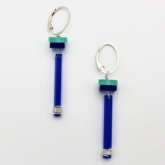 Acrylic Earrings in Blue By Robin Senour