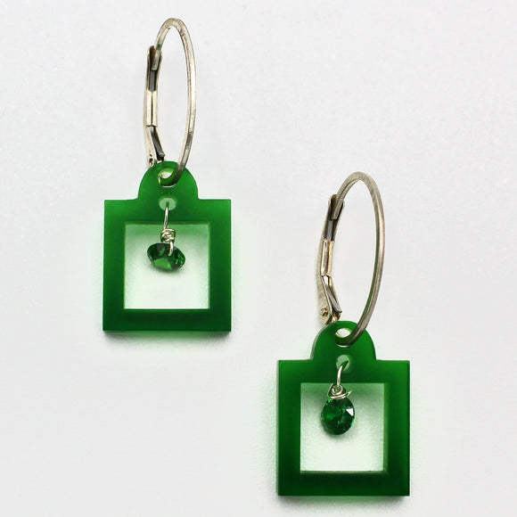 Acrylic Earrings in Emerald By Robin Senour