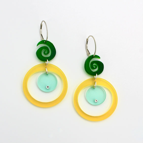 Forest Green Spiral Earrings By Robin Senour