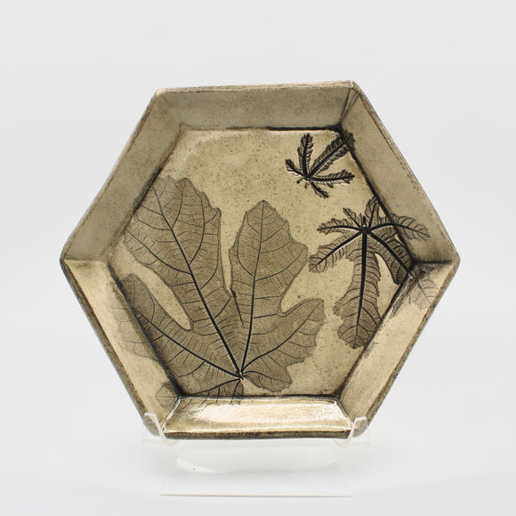 Hexagonal Fig Leaf Plate By Kathy Kearns