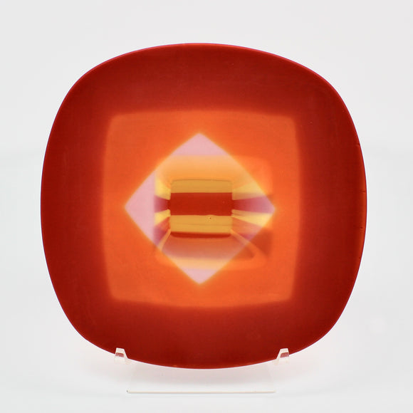 Pressed Glass Plate in Red and Orange By Mark Schatz