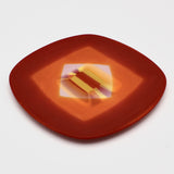 Pressed Glass Plate in Red and Orange By Mark Schatz