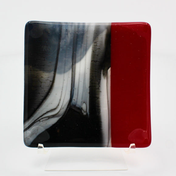 Glass Accent Plate in Red and Black By Mark Schatz