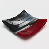 Glass Accent Plate in Red and Black By Mark Schatz