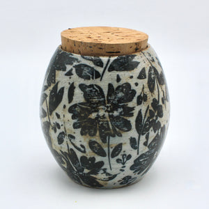 Black Flower Cork Jar By Gail Miles