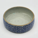 Shallow Bowl With Blue Flowers By Gail Miles