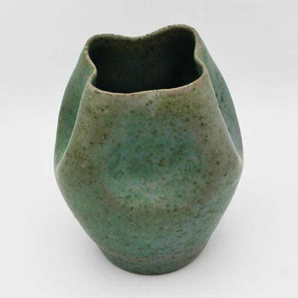 Teal Speckled Vase By Kurt Heffron