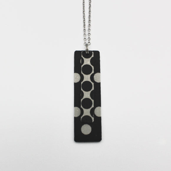 Washi Double Rectangle Necklace With Dots By Riquelle Small