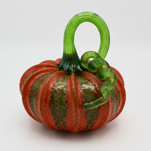 Large Crackle Pumpkin in Dark Orange By Bay Blown Glass