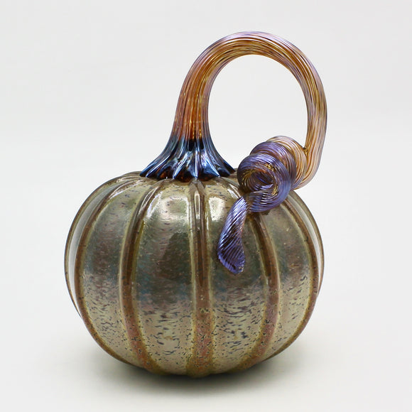 Baby Pumpkin in Mottled Green and Purple By Bay Blown Glass