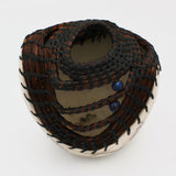 Horsehair and Woven Pine Needles Raku Vessel By Margo Scarpulla