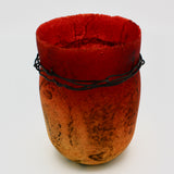 Pâte De Verre Orange and Red Gradient Vase By Margo Scarpulla