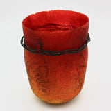 Pâte De Verre Orange and Red Gradient Vase By Margo Scarpulla