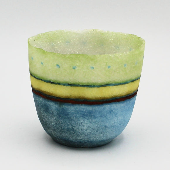 Pâte De Verre Blue and Green Vase By Margo Scarpulla