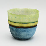 Pâte De Verre Blue and Green Vase By Margo Scarpulla