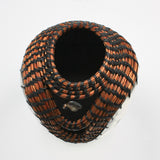 Candy Raku Open Front Vessel With Pine Needles By Margo Scarpulla