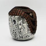 Candy Raku Open Front Vessel With Pine Needles By Margo Scarpulla