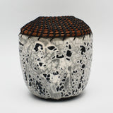 Candy Raku Open Front Vessel With Pine Needles By Margo Scarpulla