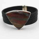 Leather Tiger Iron Bracelet By Kat Glazewski