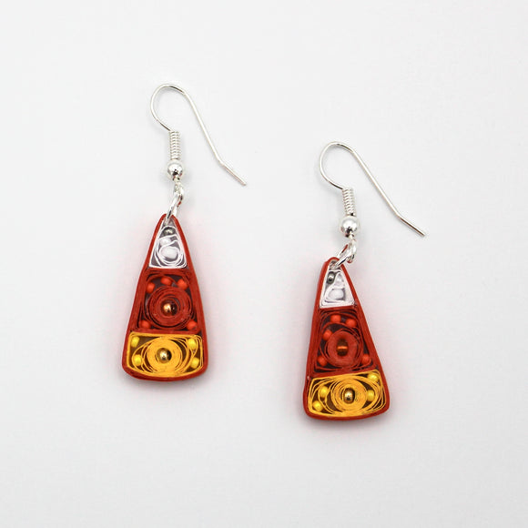 Paper Quilled Candy Corn Earrings By Kathy Canfield Shepard