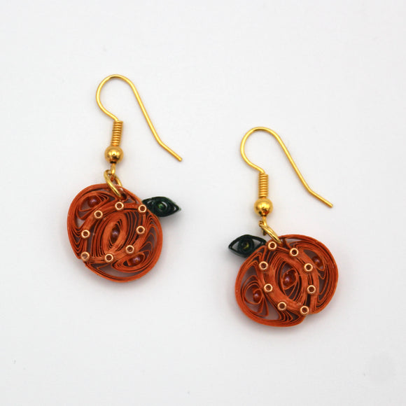 Paper Quilled Pumpkin Earrings By Kathy Canfield Shepard