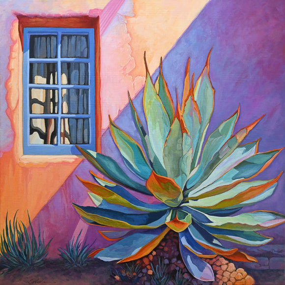 Agave in View, 6X6 Canvas Giclée, By Susan Bertocci