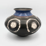 "Blue Moons" Raku Vessel By Ruth Ehrenkrantz