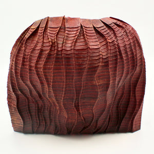 Red Curved Pleat Vessel By Goran Konjevod