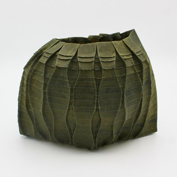 Green Curved Pleat Vessel By Goran Konjevod