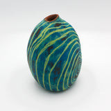 Earthenware Vase With Green Rings By Terri Scheid