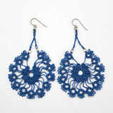 Blue Lace Flower Earrings By Eva Pearlingi