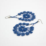 Blue Lace Flower Earrings By Eva Pearlingi