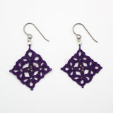 Square Purple Tatted Earrings By Eva Pearlingi