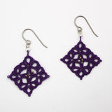 Square Purple Tatted Earrings By Eva Pearlingi