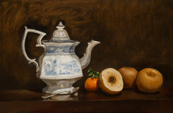 Teapot and Pears: Giclee Print, By Charlie Antolin